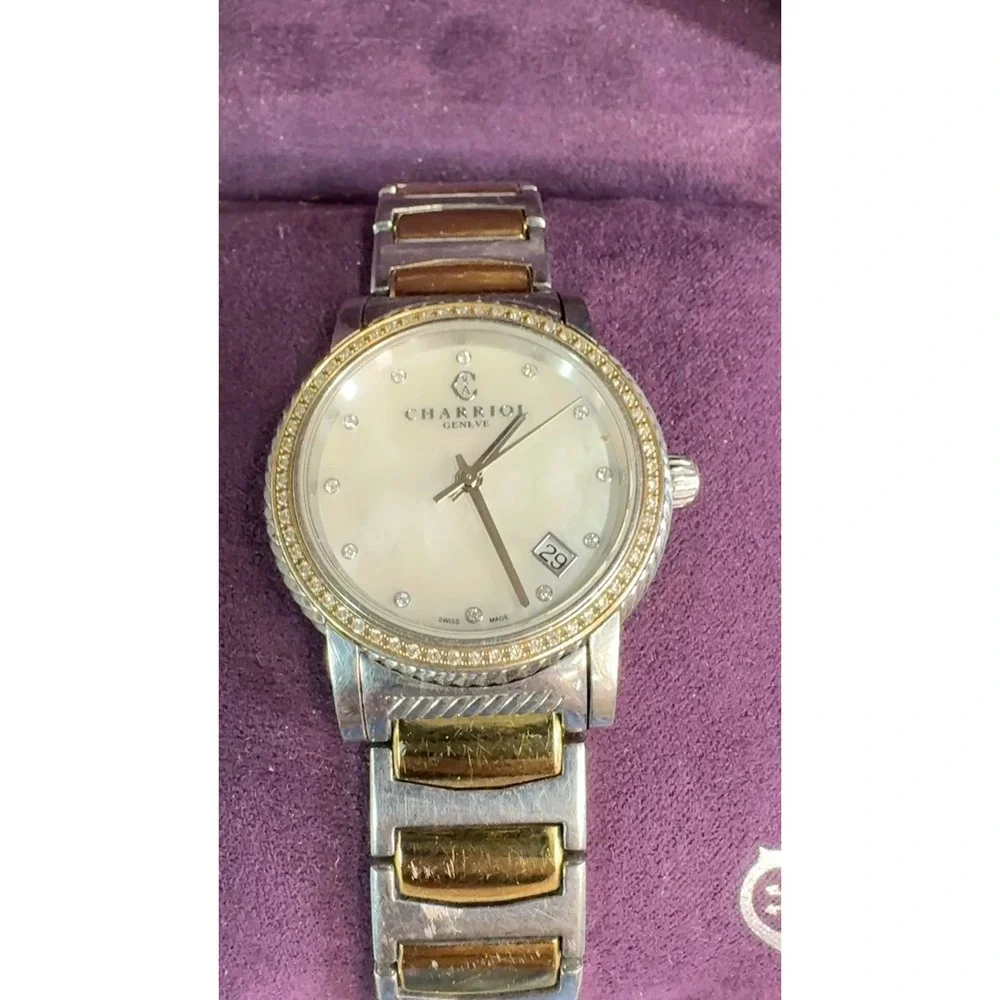 Charriol Geneve Diamond Mother of Pearl Two Tone Stainless Steel Watch 0700